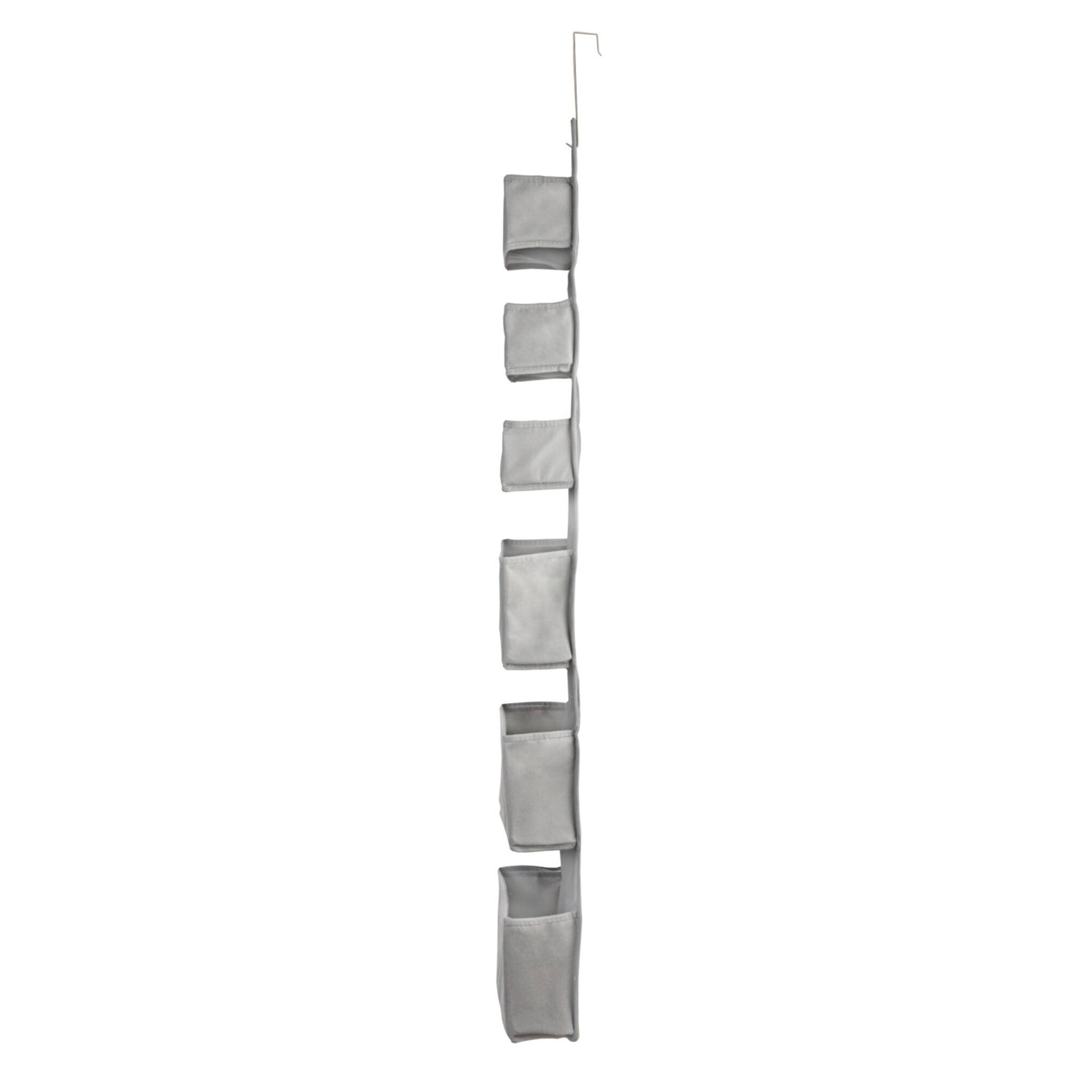 Household Essentials 6-Pocket Over the Door Gray Pocket Organizer